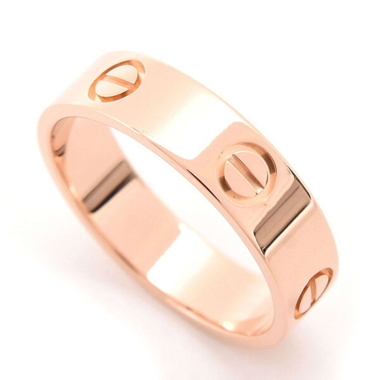 18K Pink Gold Cartier Band Ring: 18K Pink Gold Cartier Band Ring Cartier band ring made of 18K pink gold, size 10 US, with a width of 5.3mm, weighing 6.4g; used condition with minor signs of wear. Item Specifics: Brand: Cartier Type: