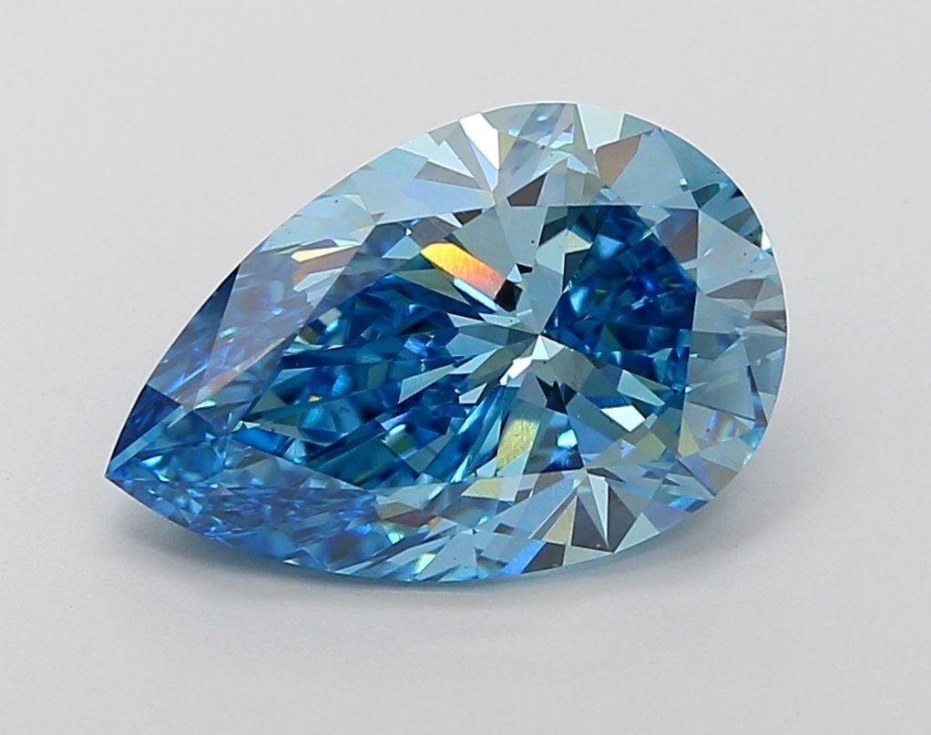 Loose Lab Diamond IGI Pear 5.0ct Fancy Vivid Blue VS2: Loose Lab Diamond IGI Pear 5.0ct Fancy Vivid Blue VS2 Loose lab-grown diamond weighing 5.0ct with a fancy vivid blue color and VS2 clarity, certified by IGI. Item Specifics: Source: This Is A Real Dia