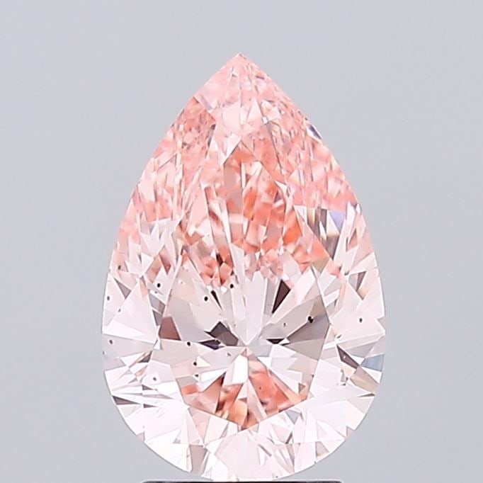 Loose Lab Diamond IGI Pear 2.61ct Fancy Intense Orangey Pink VS2: Loose Lab Diamond IGI Pear 2.61ct Fancy Intense Orangey Pink VS2 Loose Lab Diamond certified by IGI, 2.61ct with a Fancy Intense Orangey Pink color and VS2 clarity, featuring excellent polish and