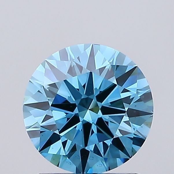 Loose Lab Diamond IGI Round 1.26ct Fancy Vivid Blue VS2 - Ideal: Loose Lab Diamond IGI Round 1.26ct Fancy Vivid Blue VS2 - Ideal Loose lab-grown diamond certified by IGI, weighing 1.26ct with a fancy vivid blue color and VS2 clarity, displaying excellent polish