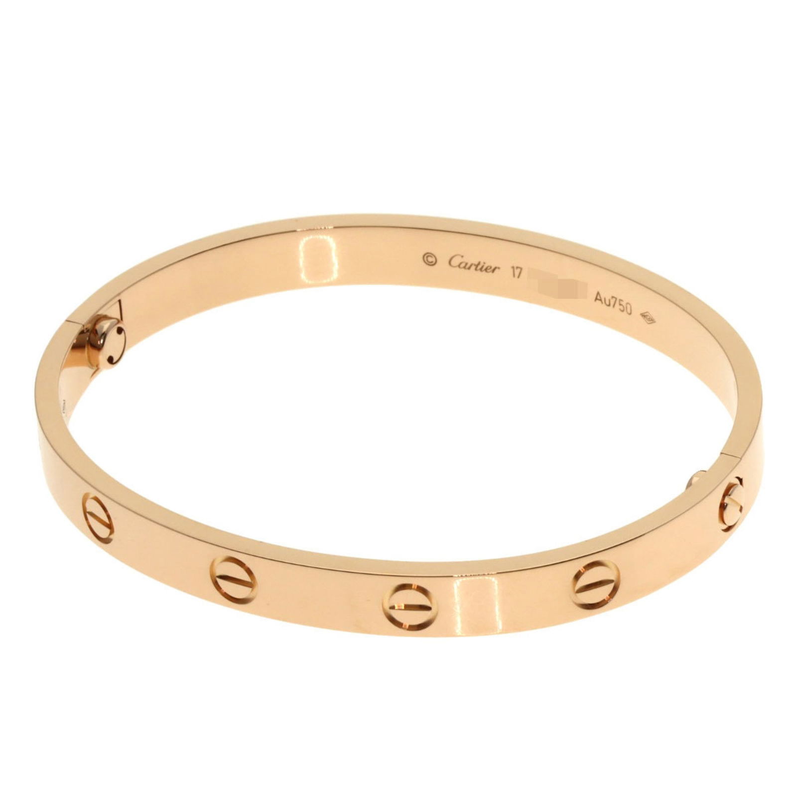 Cartier Pink Gold (18K) Charm Bracelet: Cartier Pink Gold (18K) Charm Bracelet Cartier charm bracelet crafted from 18K pink gold, designed for women, measuring 17cm in length, in used condition with minimal signs of wear. Item Specifics: