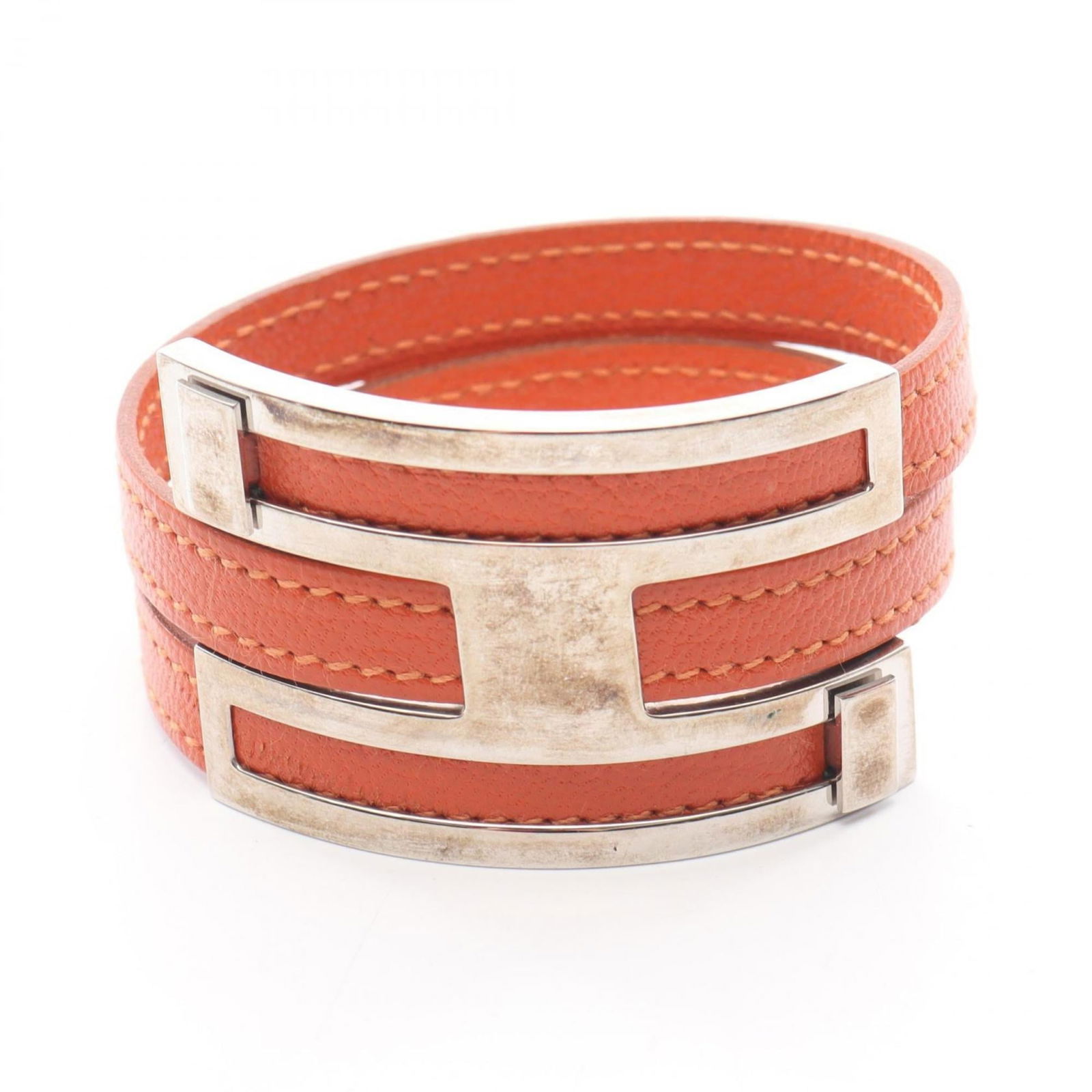 Hermes Charm Bracelet Stainless Steel, Chevre Leather (1 of 9)
