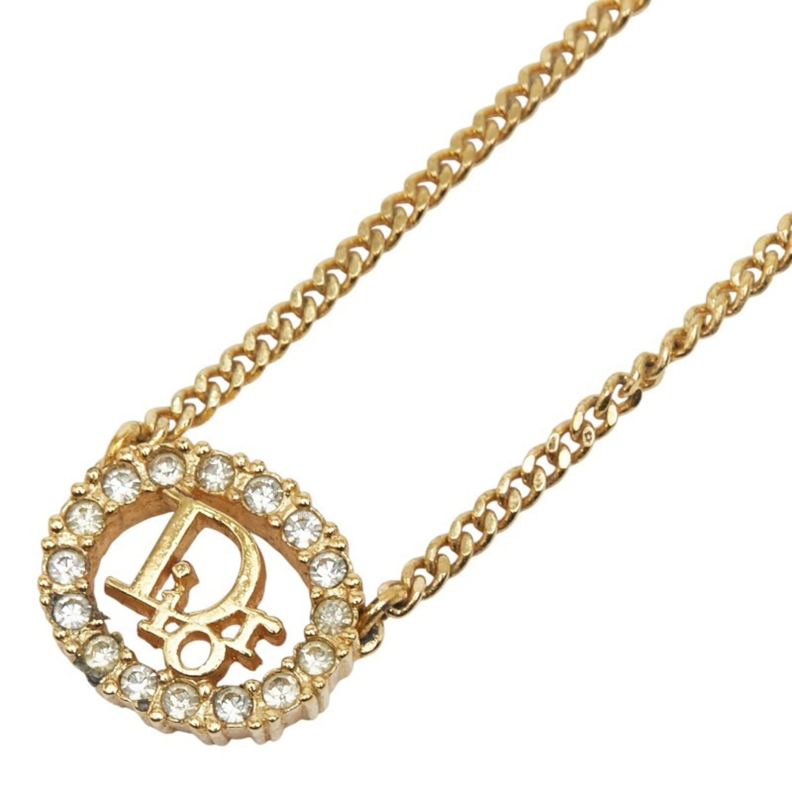 Christian Dior Round Necklace with Gold-Plated Rhinestones (1 of 7)