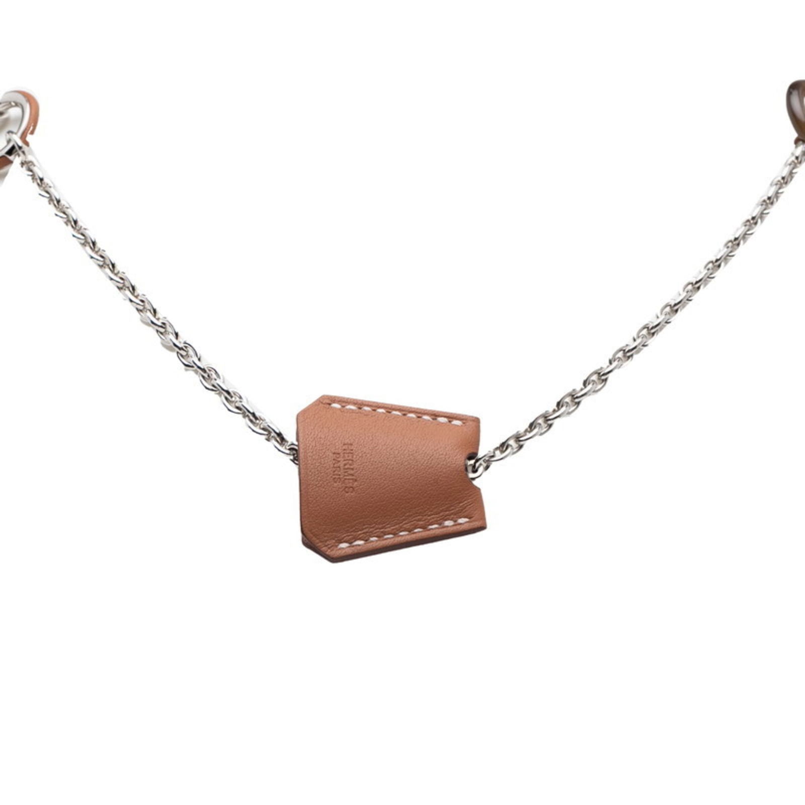 Women's - Hermes Herms Crochet Necklace in Silver and Brown Metal - Swift Leather: Women's - Hermes Herms Crochet Necklace in Silver and Brown Metal - Swift Leather Hermes Crochet Necklace in silver and brown metal with Swift leather, measuring 56 cm in neck circumference and featur