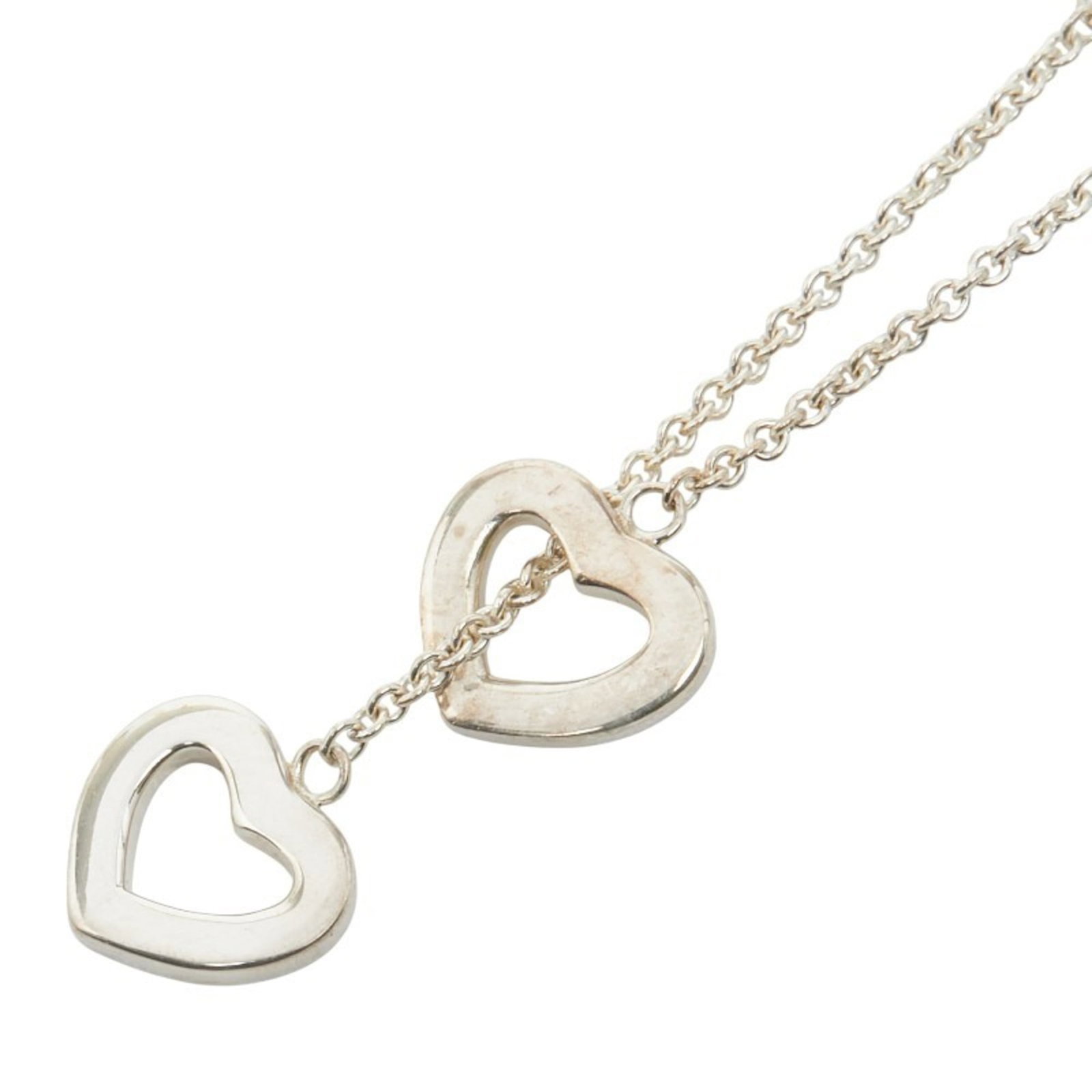 Tiffany & Co. Heart Link Lariat Pendant Necklace 925 Sterling Silver (1 of 8)