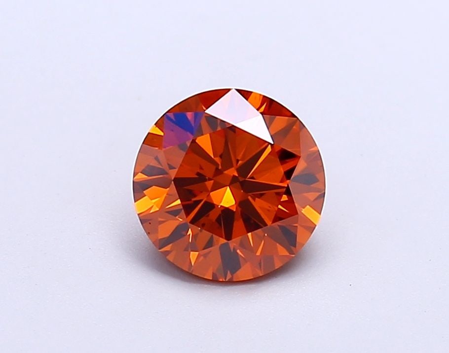 IGI Round Loose Lab Diamond, 1.23ct Fancy Vivid Orange, VS2, Ideal: IGI Round Loose Lab Diamond, 1.23ct Fancy Vivid Orange, VS2, Ideal IGI certified round loose lab diamond weighing 1.23ct, with fancy vivid orange color and VS2 clarity, marked ideal cut, excellent pol