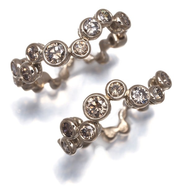 Kashikey 0.80ct Diamond Bezel Earrings 18K Brown Gold (1 of 5)