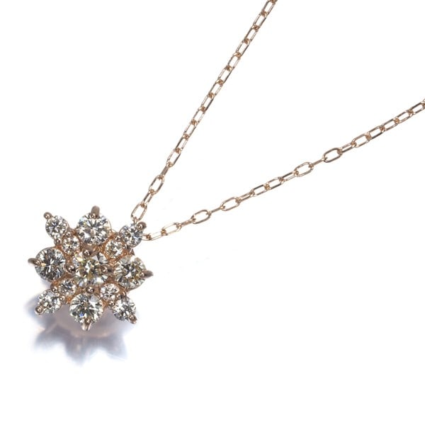 18K 750 Rose Gold Diamond 0.32ct Flower Necklace: 18K 750 Rose Gold Diamond 0.32ct Flower Necklace 18K rose gold diamond flower necklace featuring a 0.32ct natural diamond, originating from Japan. Item Specifics: Metal: Rose Gold Metal Purity: 18k Ty