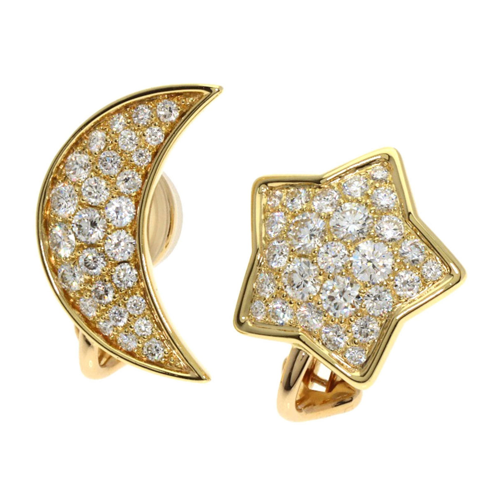 Yellow Gold (18K) Moonstar Clip Earrings: Yellow Gold (18K) Moonstar Clip Earrings Moonstar clip earrings made of 18K yellow gold, weighing 0.899ct, measuring 15.00mm x 15.50mm (0.59'' x 0.61''), in used (like new) condition with minimal