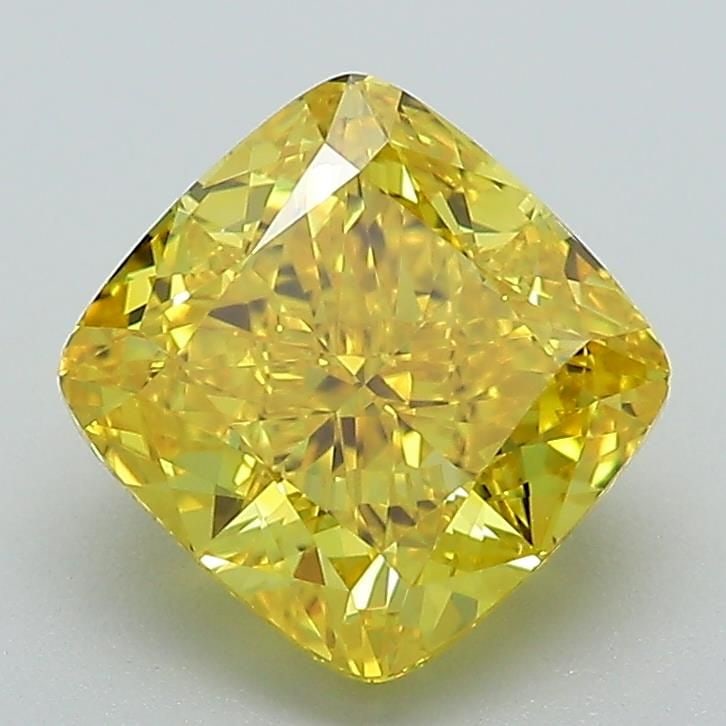 Loose Lab Diamond IGI Cushion Modified 2.29ct Fancy Vivid Yellow VS1: Loose Lab Diamond IGI Cushion Modified 2.29ct Fancy Vivid Yellow VS1 Loose Lab Diamond certified by IGI weighing 2.29ct, features a cushion modified cut, fancy vivid yellow color, and VS1 clarity, wit