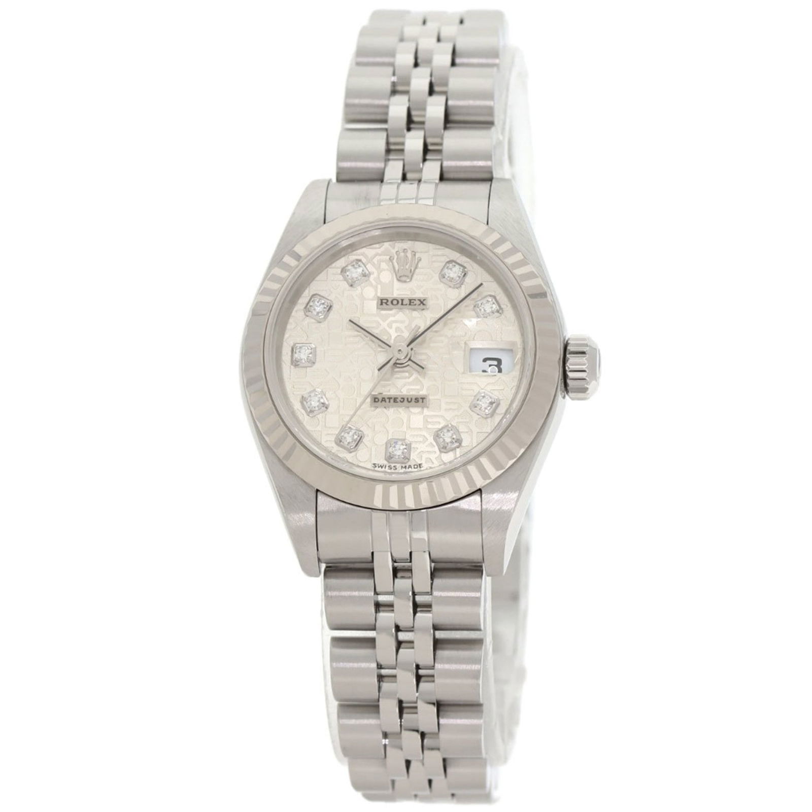 Wristwatch Rolex: Wristwatch Rolex Women's Rolex wristwatch featuring an analog display, stainless steel case and band, with a silver dial and a case diameter of 32.7mm. Condition is used with signs of wear. Item Speci