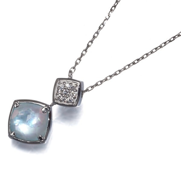 850 Vendome Necklace Topaz Mother Of Pearl Diamond Eau De Bleu Pt 950/ Pt (1 of 5)