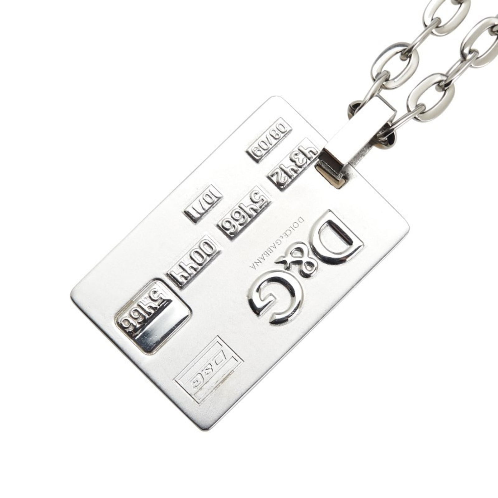 Men Dolce & Gabbana Logo Dog Tag Plate Necklace in Silver Metal for (1 of 9)