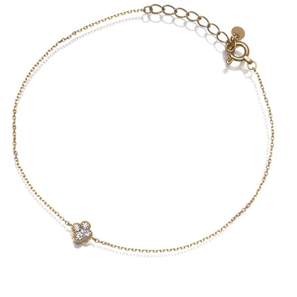 Gold Vendome Bracelet Diamond Milgrain Clover 18K 750 Yellow (1 of 4)