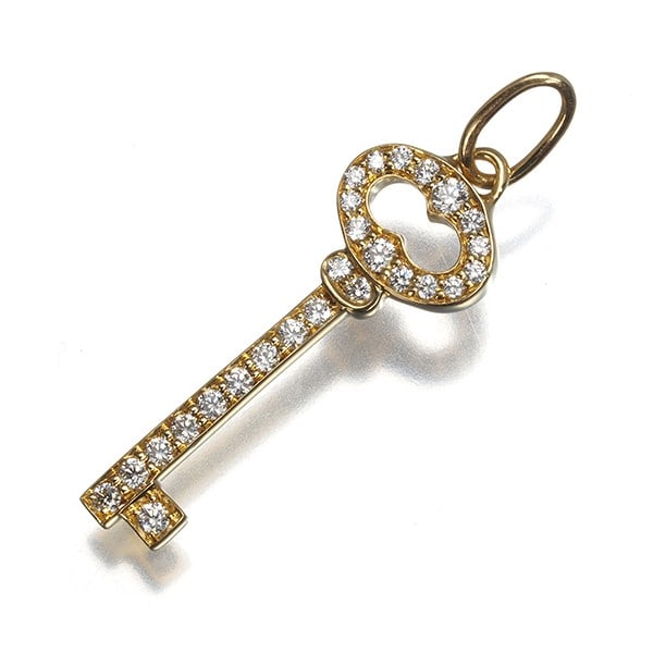 Oval Key Mini 18K Yg - Tiffany&Co. Pendant Diamond Vintage Tiffany Keys (1 of 4)