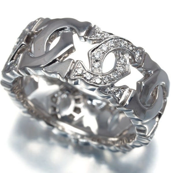 Gold Cartier Ring Diamond Entrelaces Half Eu54 18K 750 White (1 of 6)