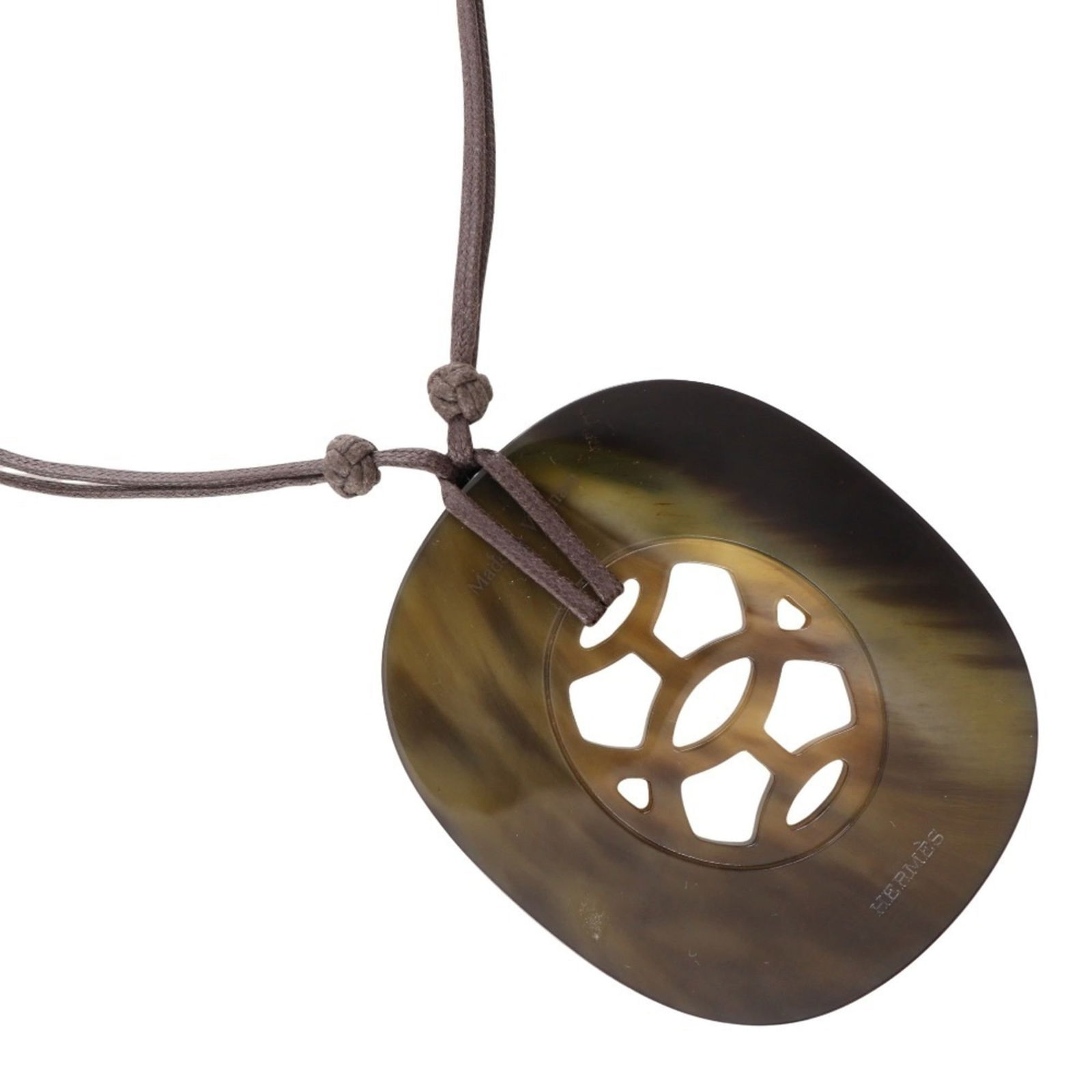 Hermes Lift GM Necklace, Black Buffalo Horn, Approx. 25.1g, Women's (1 of 9)