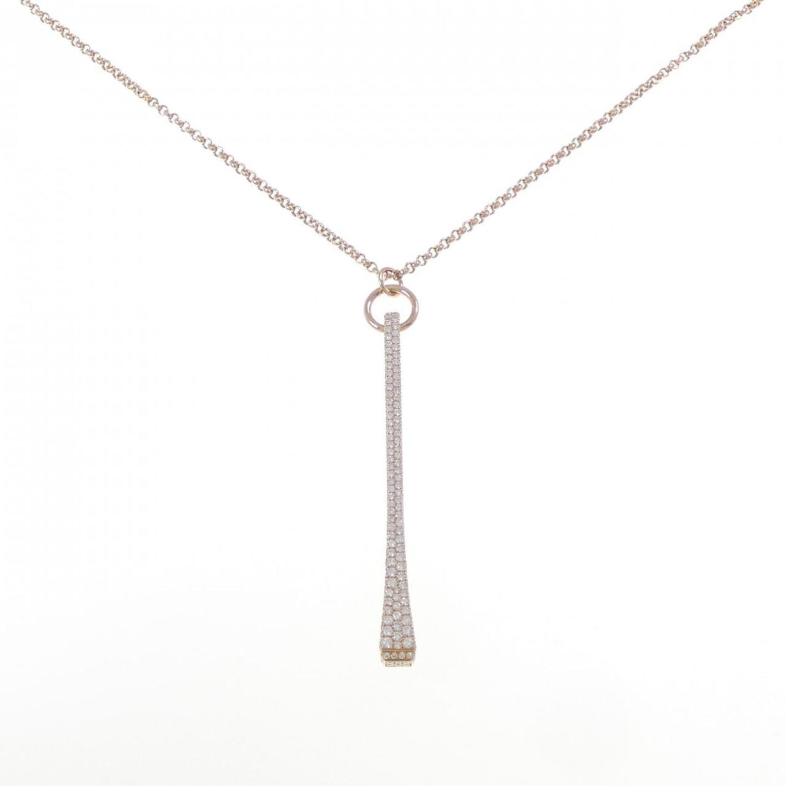 Hermes Necklace Cru de Forge: Hermes Necklace Cru de Forge Hermes women's necklace in 18K pink gold, featuring a diamond pendant that measures 63.9 x 8.9 mm and a neck circumference of 41 cm; condition is like new with minimal sig
