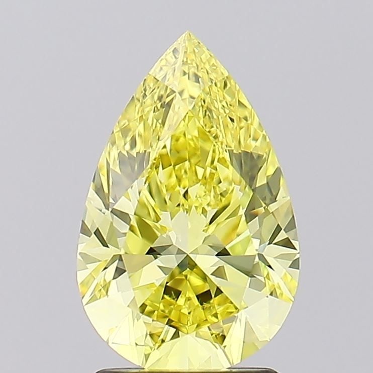 Loose Lab Diamond IGI Pear 1.92ct Fancy Intense Yellow VS1: Loose Lab Diamond IGI Pear 1.92ct Fancy Intense Yellow VS1 Loose lab-grown diamond, pear cut, 1.92ct, fancy intense yellow, clarity VS1, with good polish and good symmetry, certified by IGI, measuring