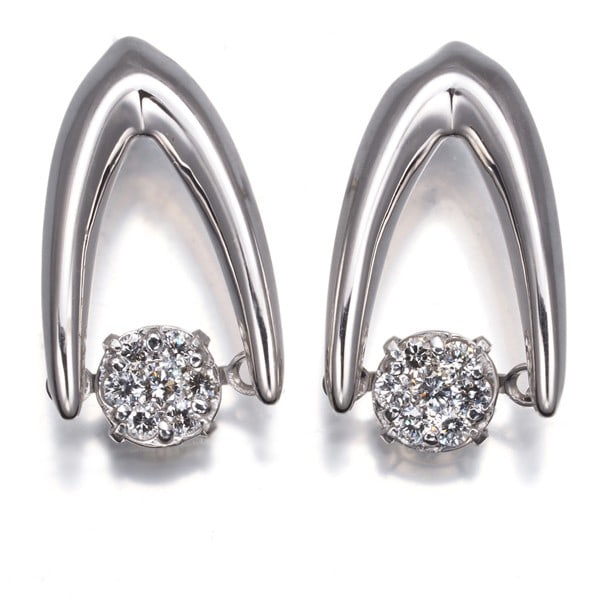 18K 750 White Gold Diamond 0.08Ct Dancing Stone Earrings: 18K 750 White Gold Diamond 0.08Ct Dancing Stone Earrings 18K white gold stud earrings with natural diamonds totaling 0.08ct, sourced from Japan. Item Specifics: Country Of Origin: Japan Metal: White G
