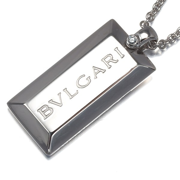 Bvlgari 18K 750 White Gold Diamond Ingot Necklace (1 of 4)