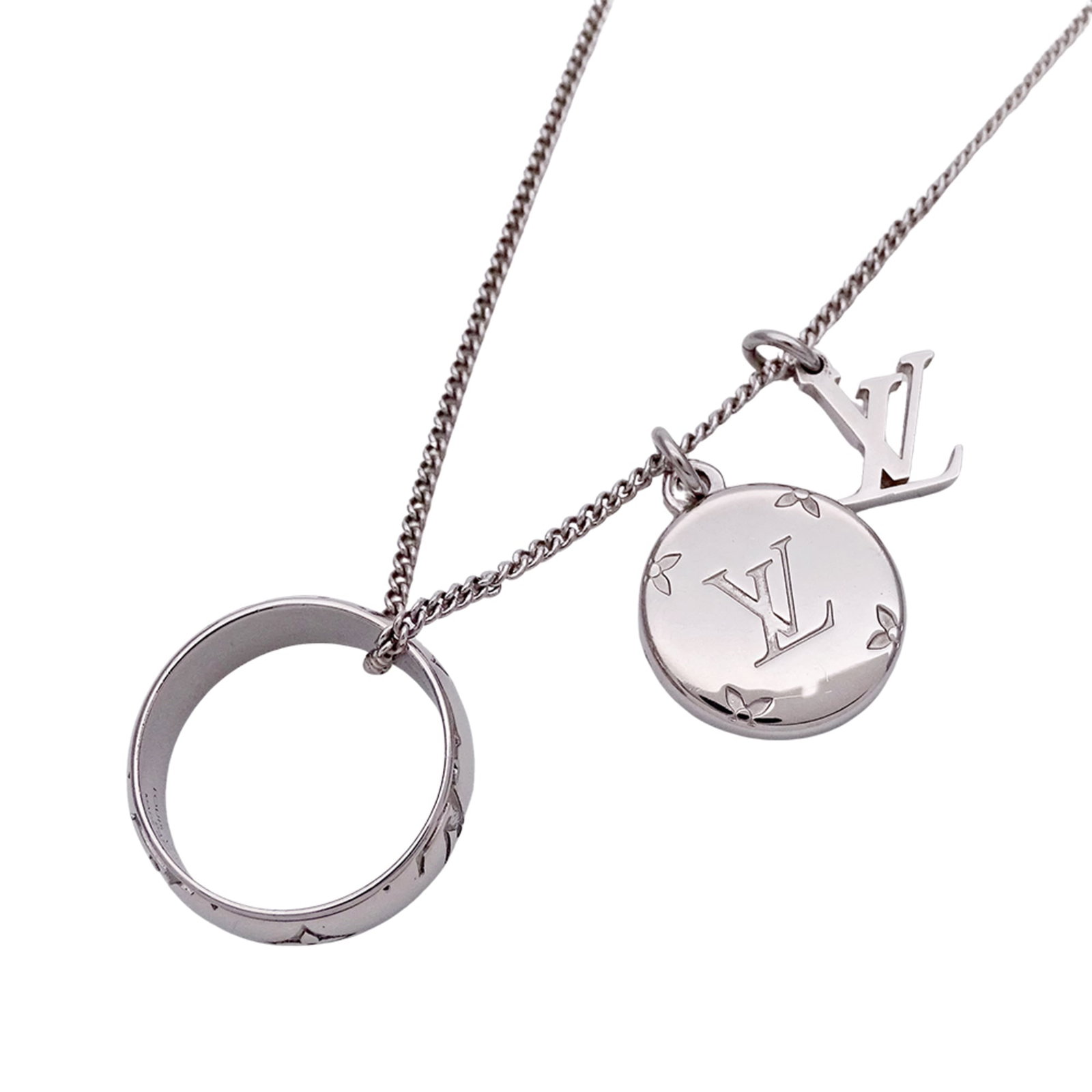 Louis Vuitton Monogram Silver Necklace Ring M62485 for Men and Women (1 of 13)
