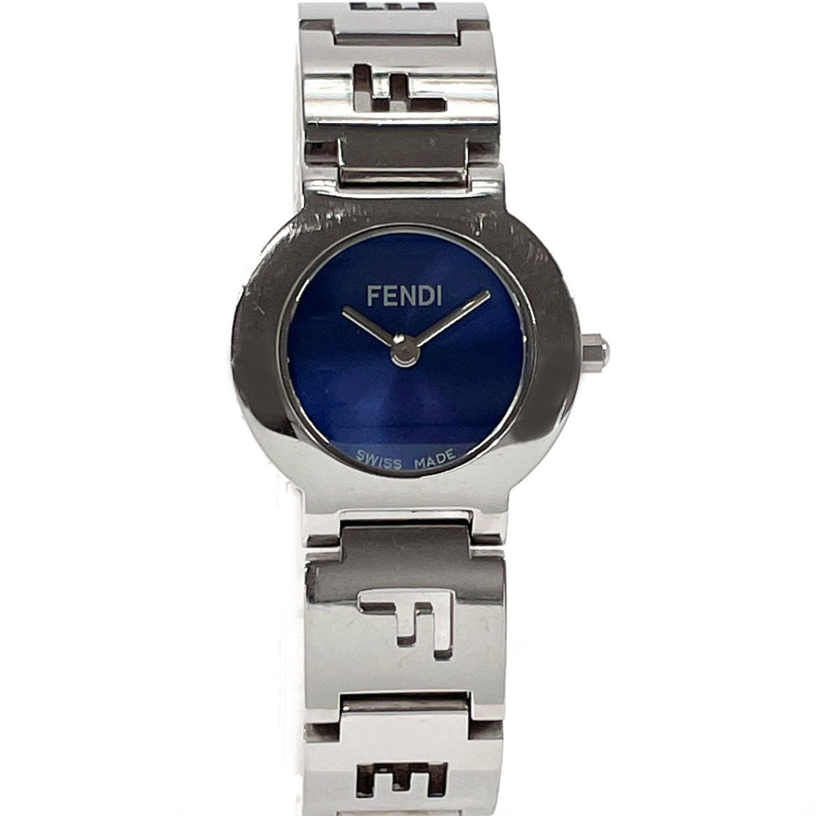 Wristwatch Fendi: Wristwatch Fendi Fendi wristwatch for women with an analog display, featuring a stainless steel case and band, navy dial, case diameter of 22mm, and a wrist size of 15cm, in good used condition with s
