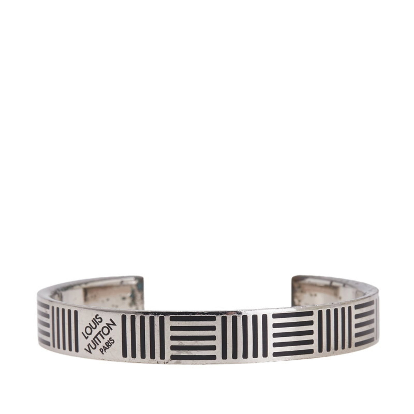 Metal Louis Vuitton Bangle: Metal Louis Vuitton Bangle This listing features Metal Louis Vuitton Bangle. Item specifics are provided below. Item Specifics: Brand: Louis Vuitton Type: Bangle Gender: Women Material: Metal Color: S