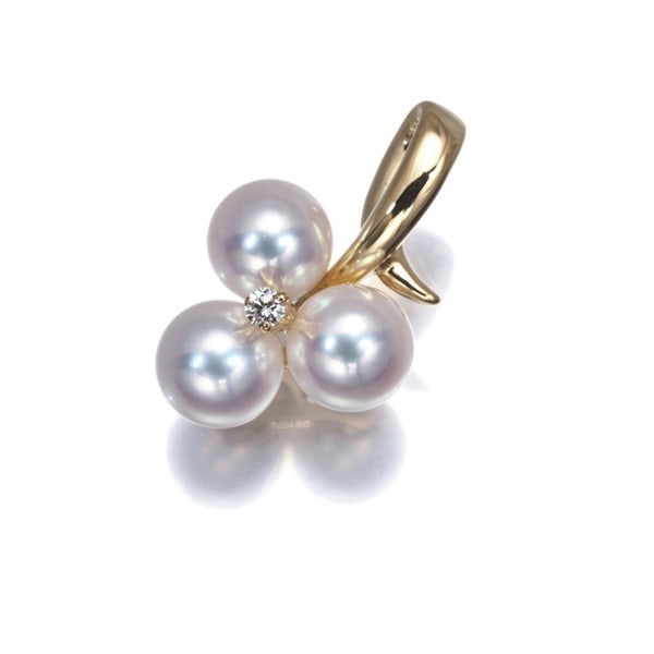 Gold Mikimoto Pendant Akoya Pearl 5.1Mm Diamond 18K 750 Yellow (1 of 4)