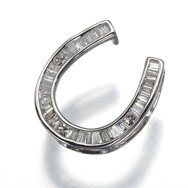 Gold Diamond 0.20Ct Horseshoe Pendant 18K 750 White (1 of 4)