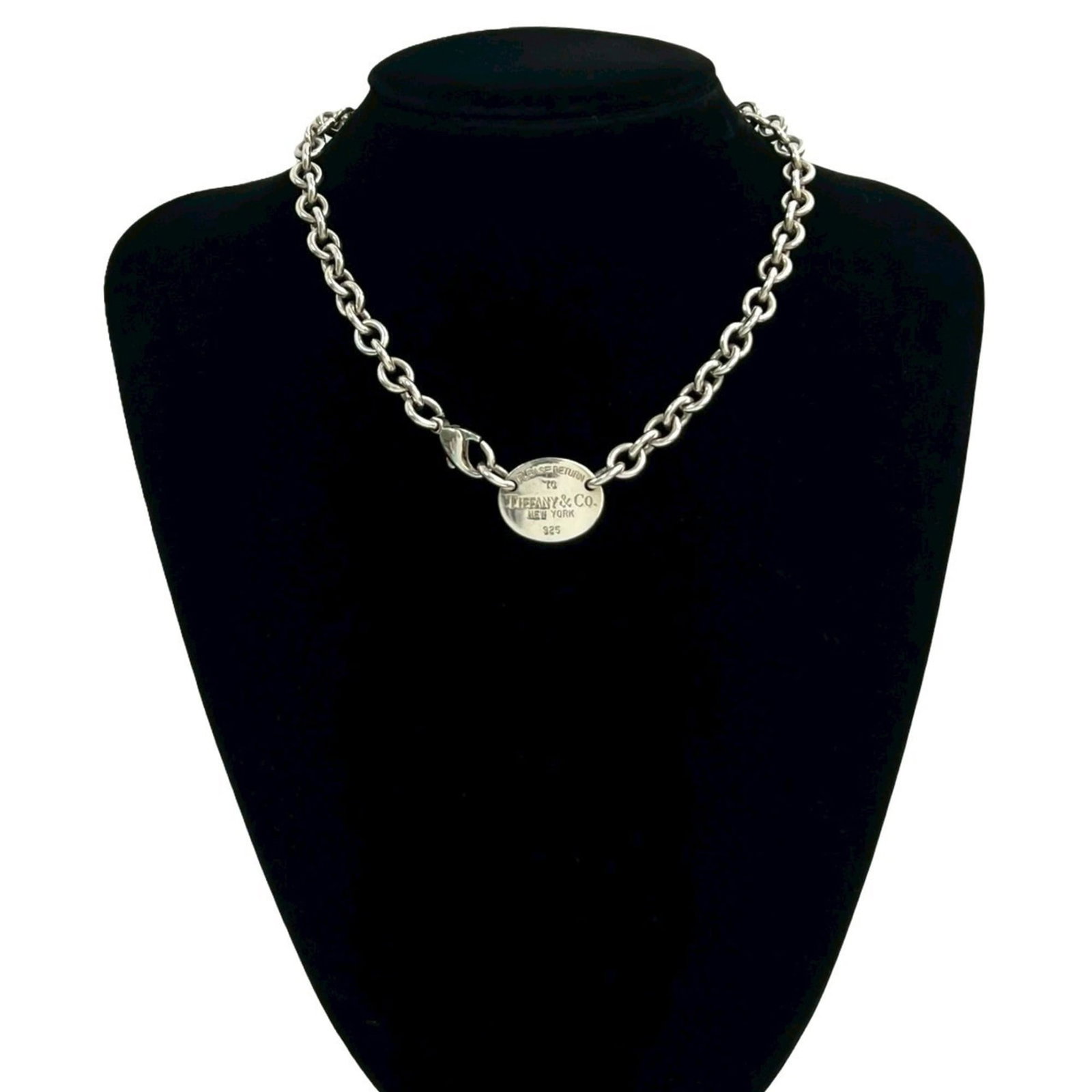 45682 - TIFFANY & Co. Tiffany Return to Oval Tag Necklace - 925 Sterling Silver - Chain Pendant (1 of 6)