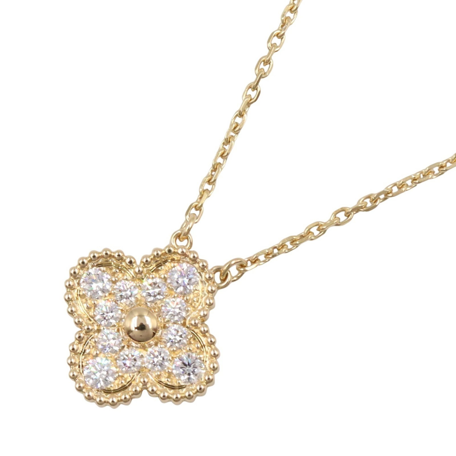VCARA45300 - Van Cleef & Arpels Vintage Alhambra Diamond Necklace - 18K Yellow Gold with Clear: VCARA45300 - Van Cleef & Arpels Vintage Alhambra Diamond Necklace - 18K Yellow Gold with Clear Diamonds - Women's This listing features VCARA45300 - Van Cleef & Arpels Vintage Alhambra Diamond Necklac