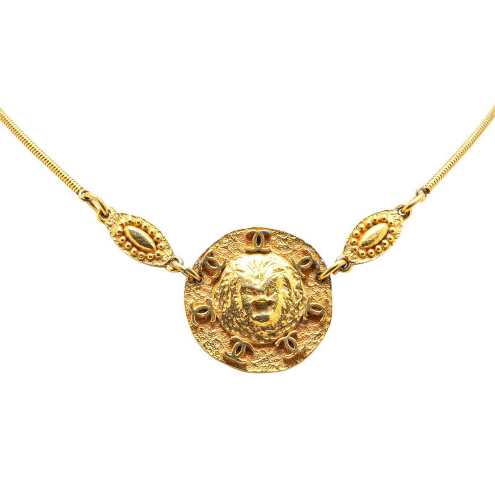 Women's - CHANEL Lion Motif Coco Mark Round Necklace - Gold Plated: Women's - CHANEL Lion Motif Coco Mark Round Necklace - Gold Plated This listing features Women's - CHANEL Lion Motif Coco Mark Round Necklace - Gold Plated. Item specifics are provided below. Item Spe