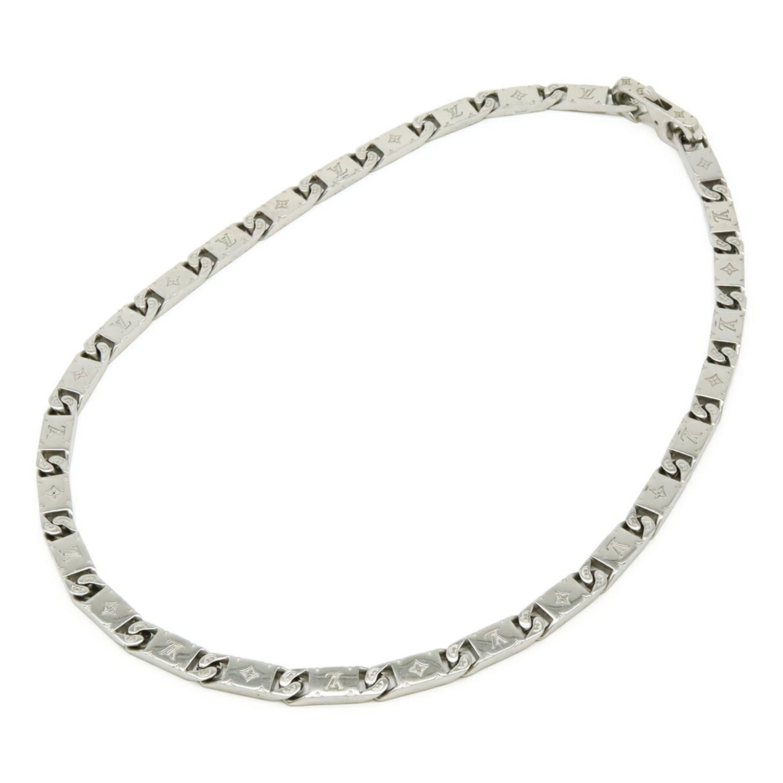 M00919 - LOUIS VUITTON Monogram Tied-Up Chain Necklace in Silver (1 of 6)