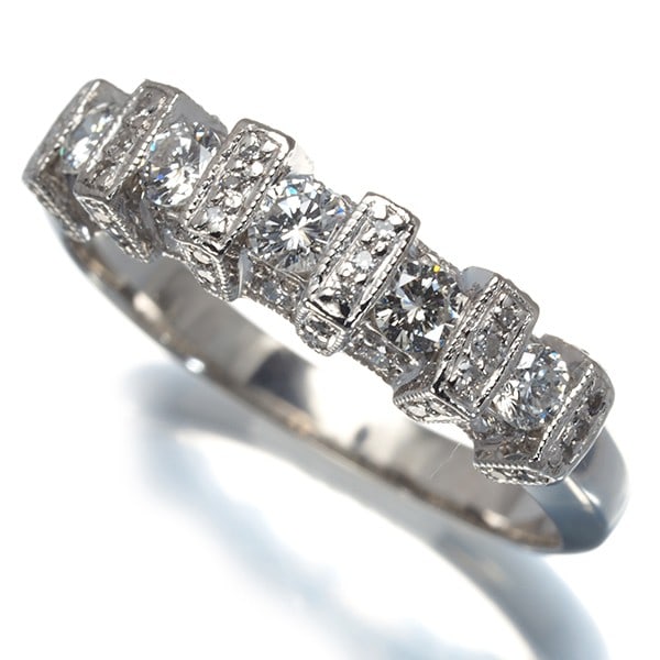 Platinum Diamond 0.68Ct Milgrain Ring 900 (1 of 4)