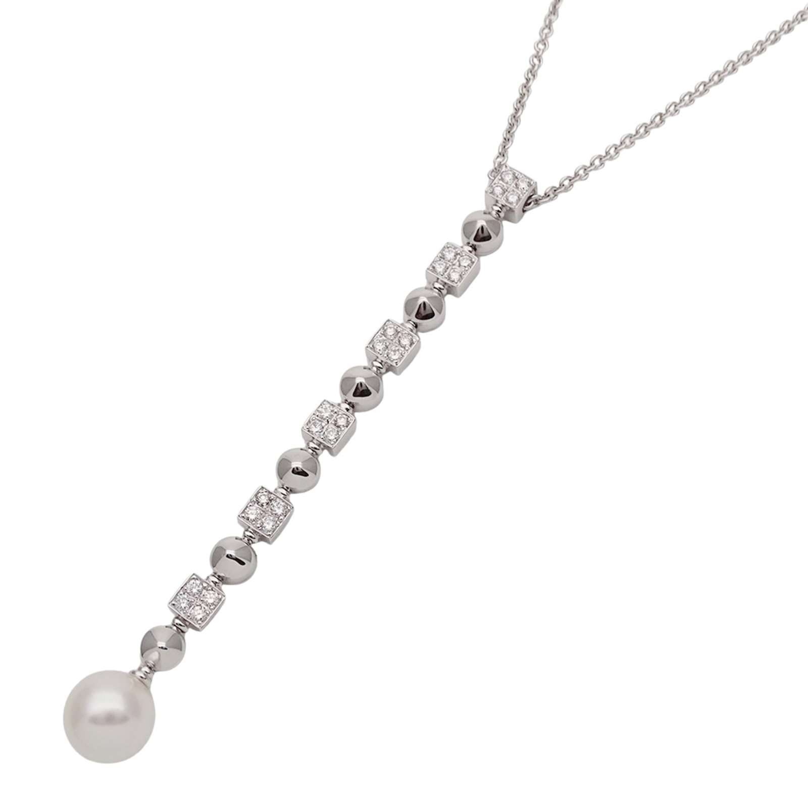 and Lucia White Gold - BVLGARI Women's Necklace in 750WG Diamond - Pearl (1 of 12)