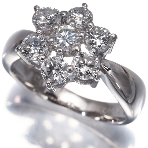 Platinum Diamond 1.03Ct Flower Ring 900 (1 of 6)