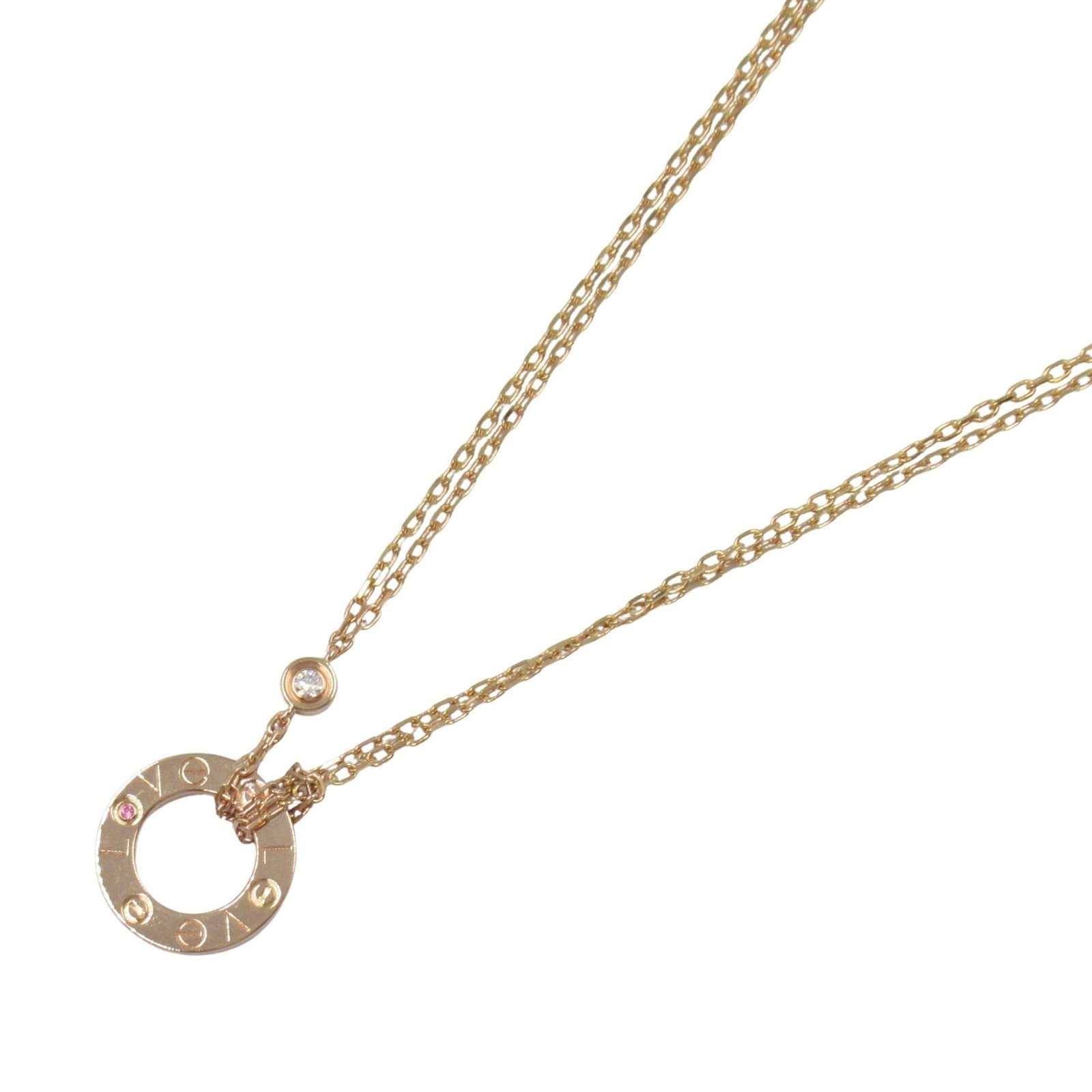 Pink. Cartier Love Circle Necklace with Diamonds and Pink Sapphires. 18K Gold (K18PG) Women's.: Pink. Cartier Love Circle Necklace with Diamonds and Pink Sapphires. 18K Gold (K18PG) Women's. Available in Clear This listing features Pink. Cartier Love Circle Necklace with Diamonds and Pink