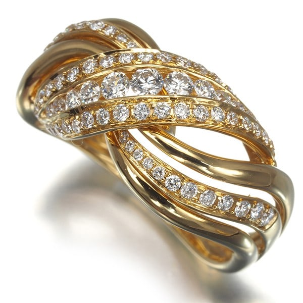 Gold Diamond 0.73Ct Waveline Ring 18K 750 Yellow (1 of 4)