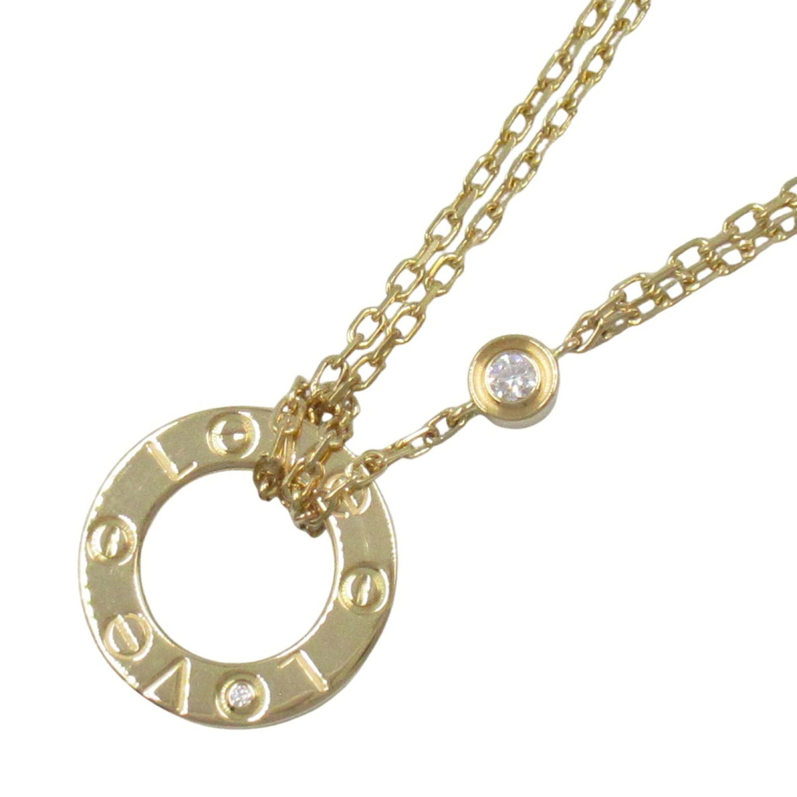 B7219500 - Cartier Love Circle Necklace with 2 Diamonds - 18K Yellow Gold - Clear Women's (1 of 7)