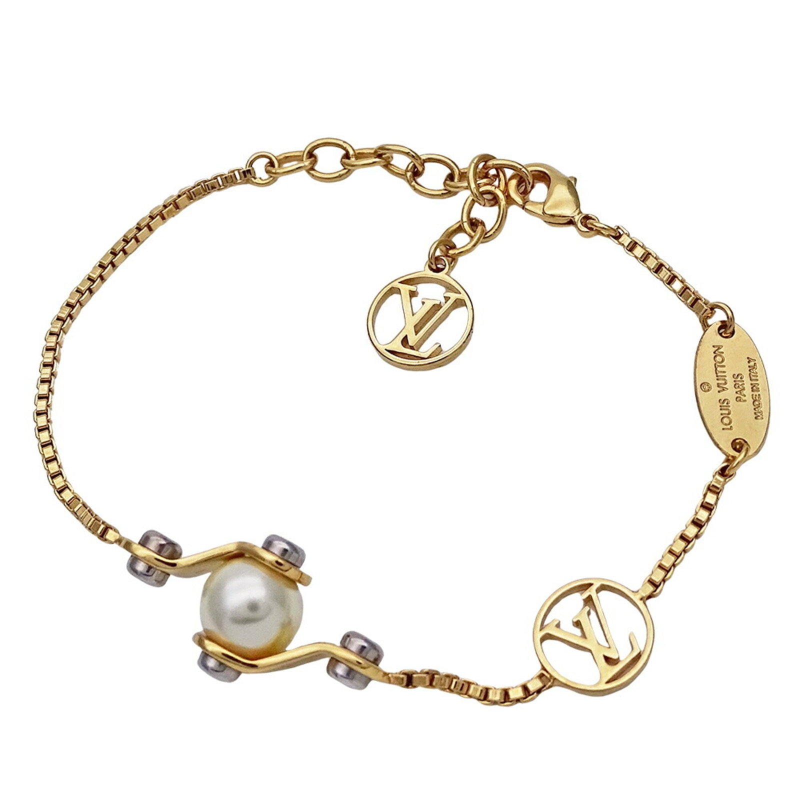 Gold Plating - Louis Vuitton Charm Bracelet Artificial Pearl (1 of 11)