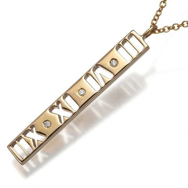 Gold Tiffany&Co. Necklace Diamond Atlas Pierced 3P 18K 750 Rose (1 of 4)