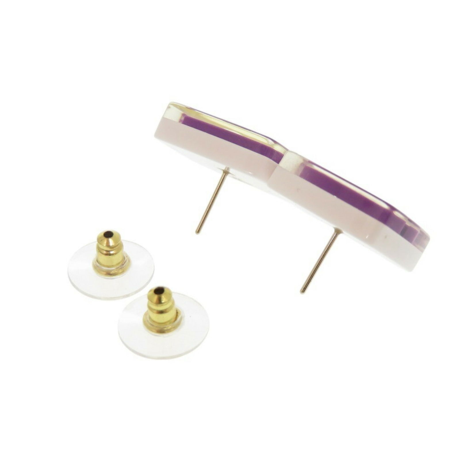 Plastic Chanel Stud Earrings - 5