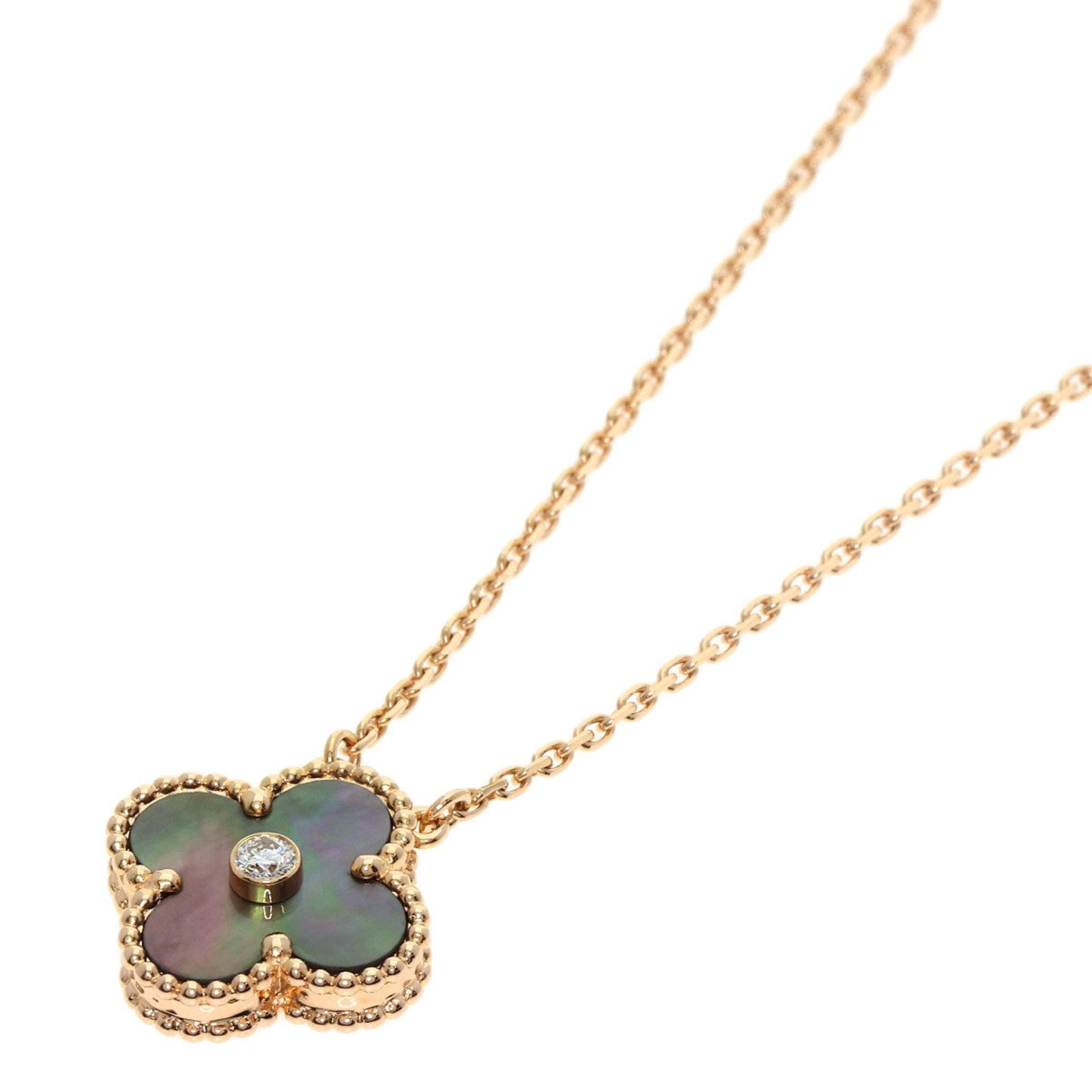 Women's Van Cleef & Arpels Alhambra 1P Diamond Mother of Pearl Necklace 18K Pink Gold: Women's Van Cleef & Arpels Alhambra 1P Diamond Mother of Pearl Necklace 18K Pink Gold This listing features Women's Van Cleef & Arpels Alhambra 1P Diamond Mother of Pearl Necklace 18K Pink Gold. Item