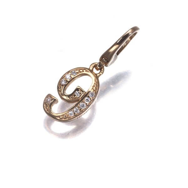 Gold Yukizaki Pendant Diamond 0.04Ct Nombre Number No.9 18K 750 Rose (1 of 5)