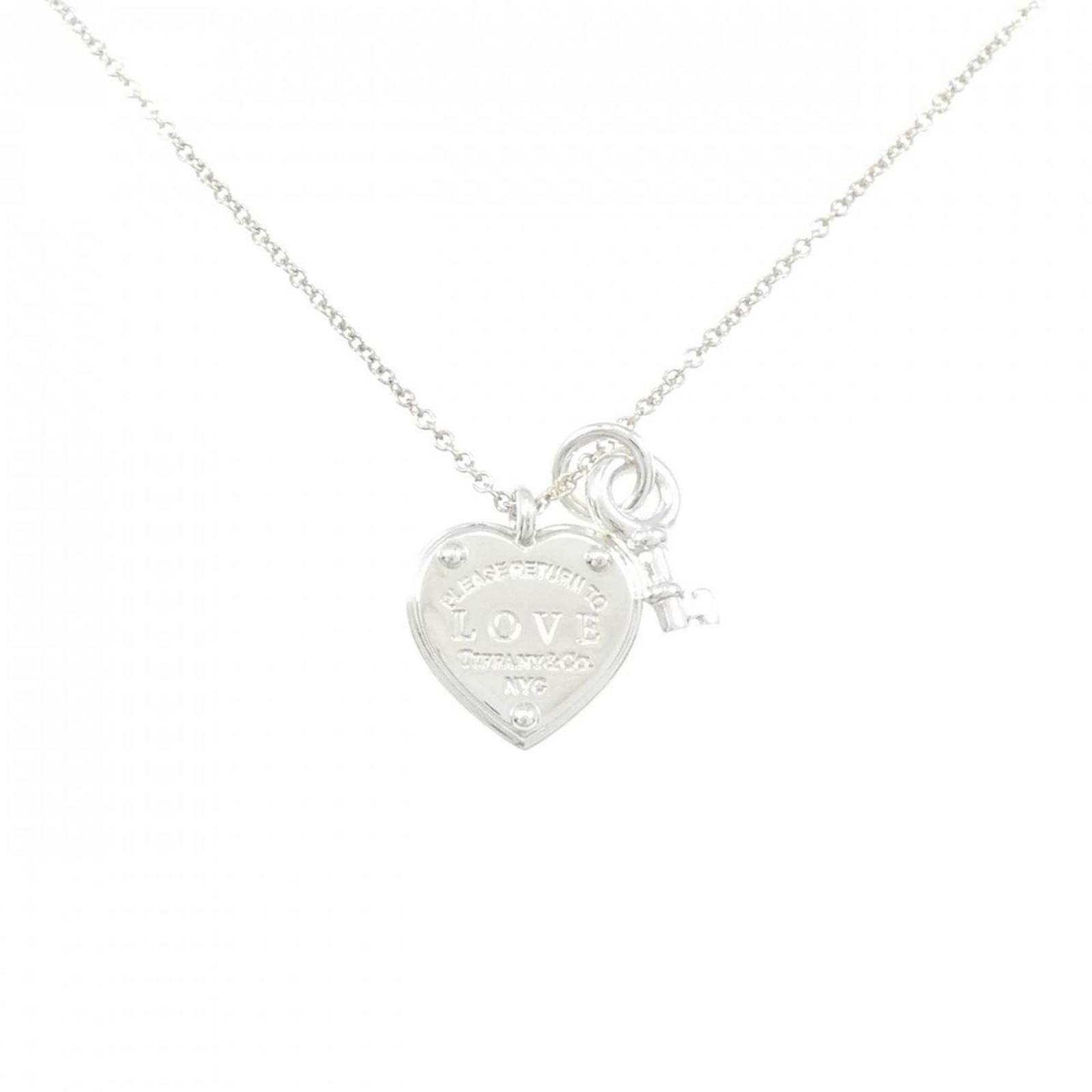 Tiffany Heart Tag Key Necklace - Return to Love: Tiffany Heart Tag Key Necklace - Return to Love Tiffany heart tag key necklace in silver 925, designed as a pendant, with an adjustable neck circumference of 40 to 46 cm, in used condition described