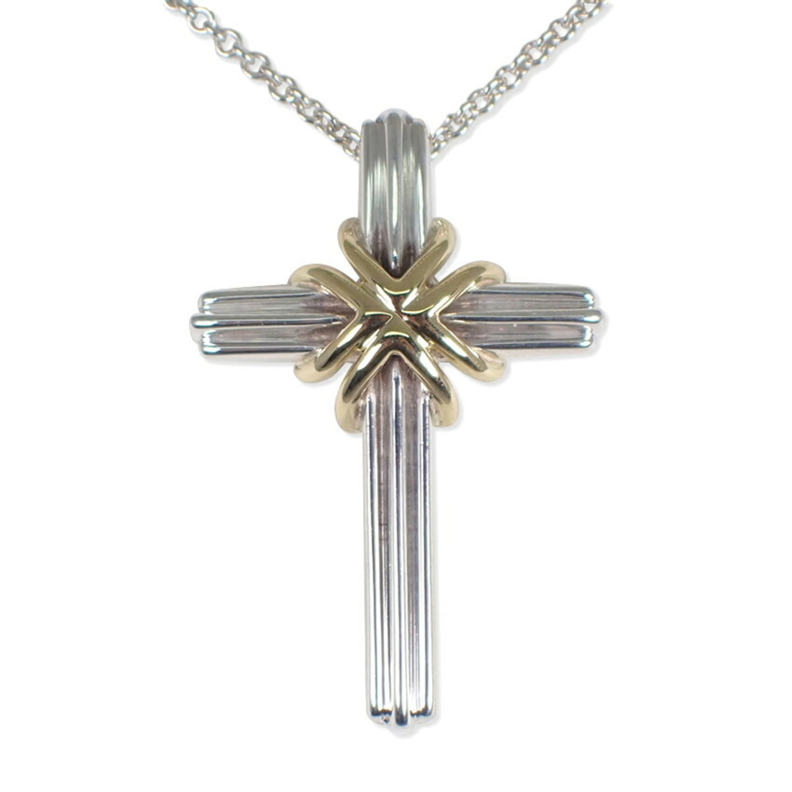 Signature Cross Pendant Necklace TIFFANY 925 750 (1 of 10)