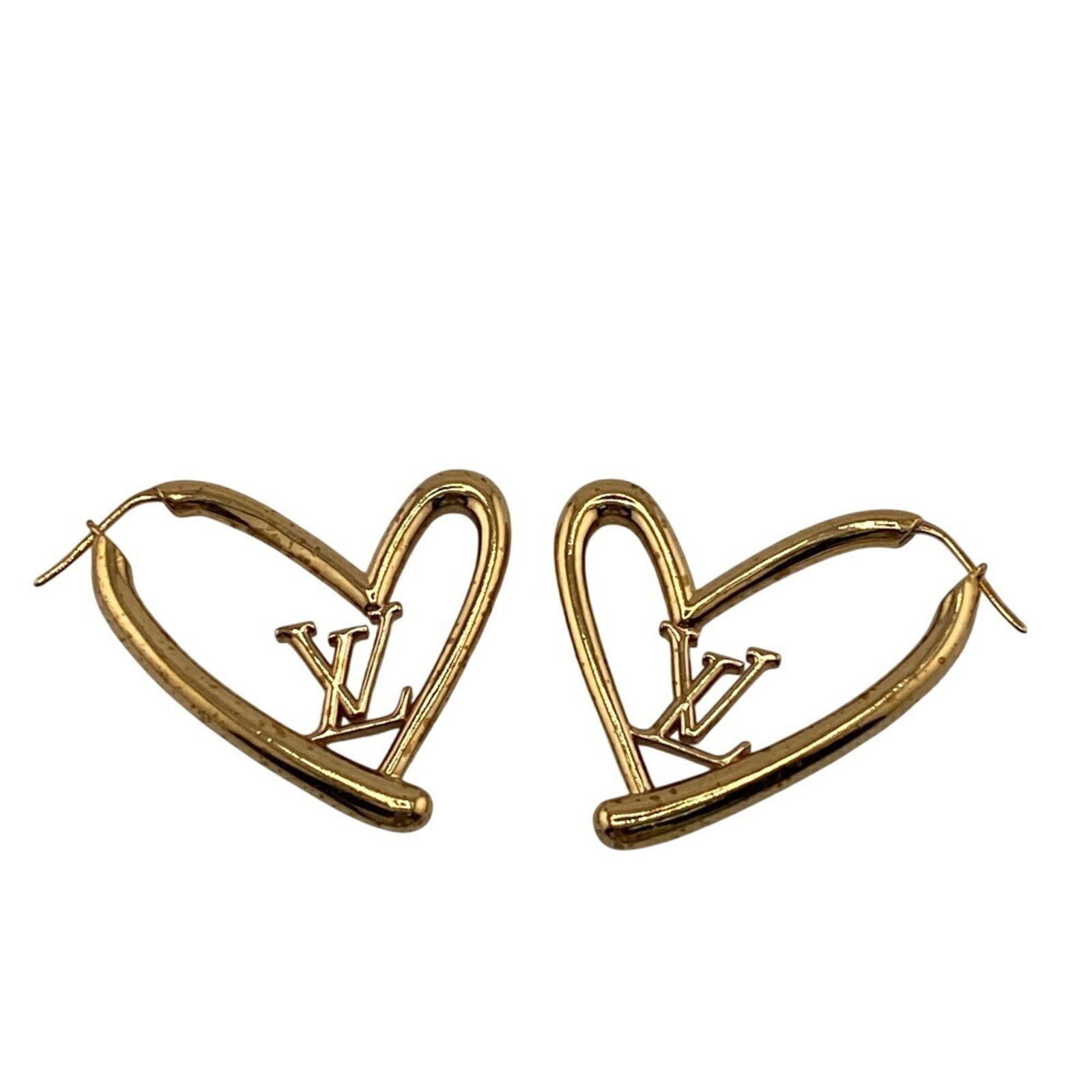 Earrings Louis Vuitton Hoop: Earrings Louis Vuitton Hoop Louis Vuitton gold plated hoop earrings for women, measuring 37.30mm x 38.80mm, weighing 20.2g. Used condition with traces of usage, scratches, but generally in good condit