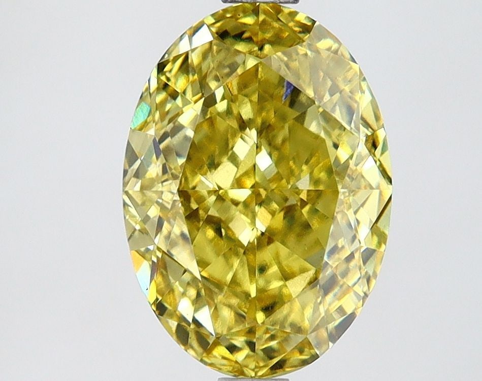 Loose Lab Diamond IGI Oval 2.62ct Fancy Vivid Yellow VS2: Loose Lab Diamond IGI Oval 2.62ct Fancy Vivid Yellow VS2 Loose lab-grown diamond weighing 2.62ct, IGI certified, oval cut with fancy vivid yellow color, VS2 clarity, and good polish and symmetry. 