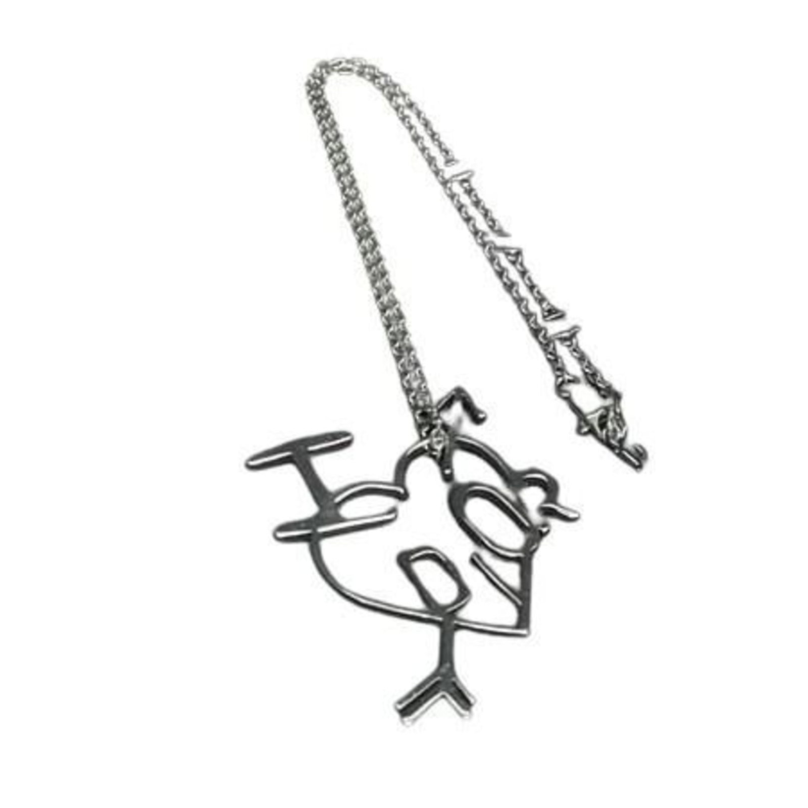 Christian Dior Women's Heart Necklace Silver Metal: Christian Dior Women's Heart Necklace Silver Metal Christian Dior women's heart necklace made of silver metal with a neck circumference of 43 cm, pendant size of 50mm x 37mm, in good used condition. 